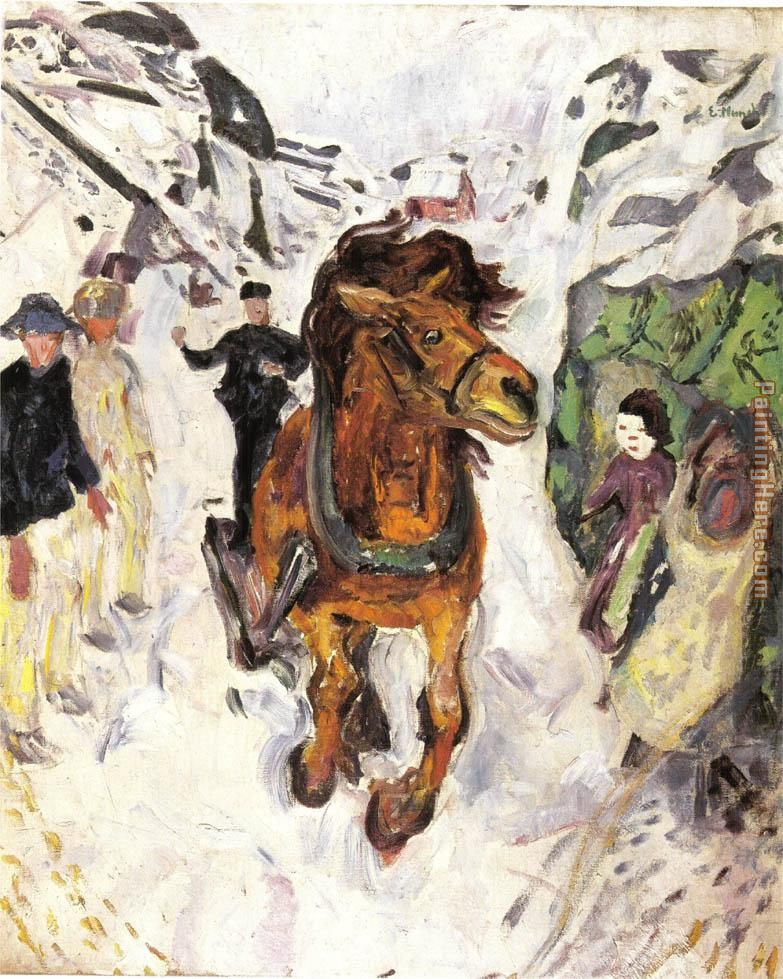 Horse galloping 1912 painting - Edvard Munch Horse galloping 1912 art painting